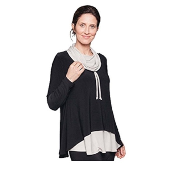 Sympli Matrix Likity Split Tunic Shirt Women's 6 Cowl Neck Splitback Long Sleeve - Picture 1 of 9
